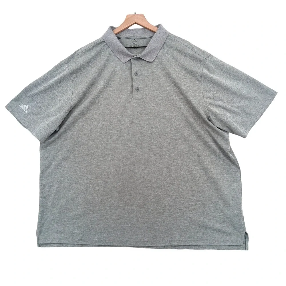 Adidas Polo Shirt Mens 3XL Gray Primegreen Short Sleeve Performance Activewear
